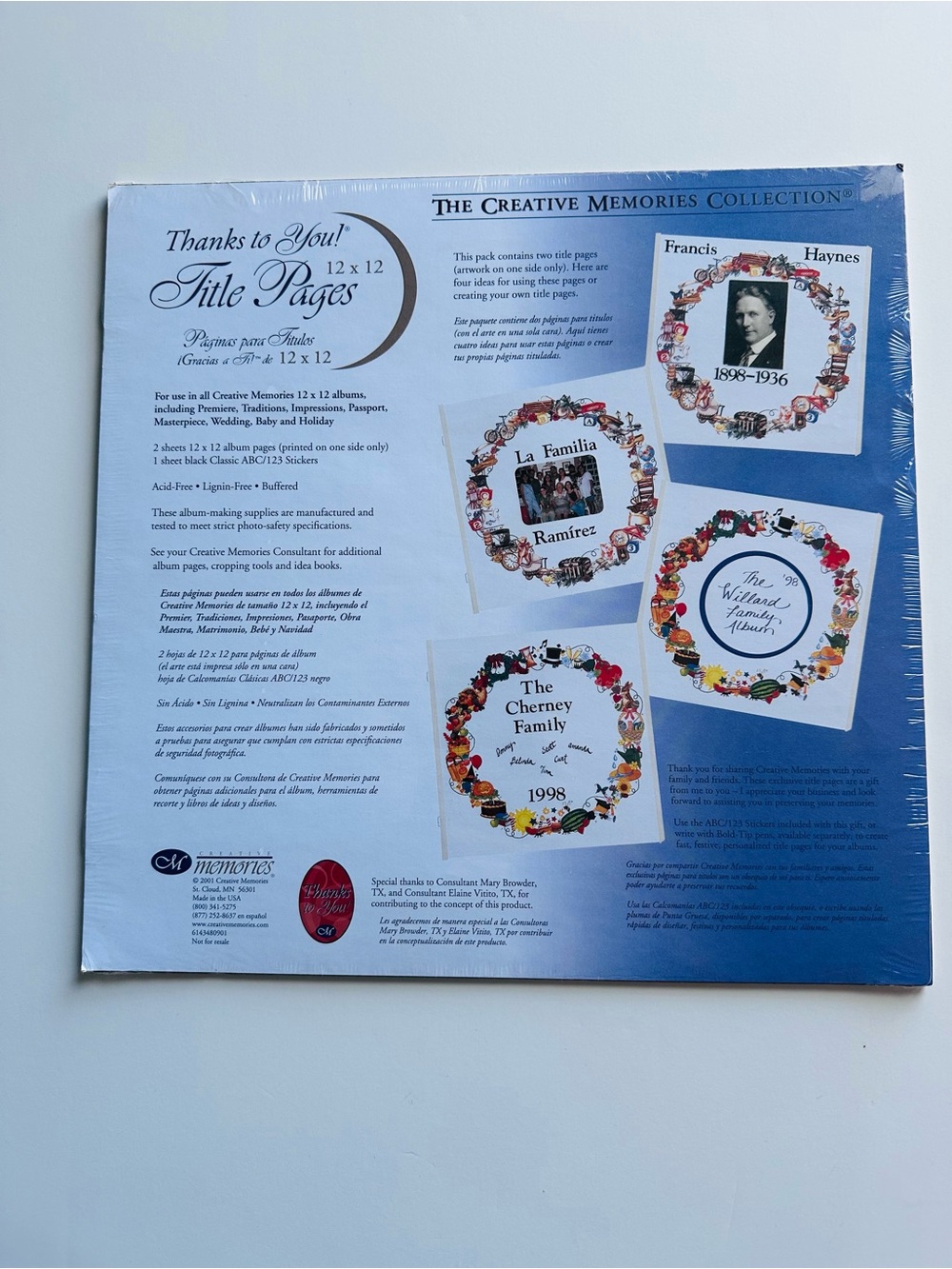 2001 RETIRED Creative Memories Wreath TITLE PAGES Classic Black ABC/123 Stickers